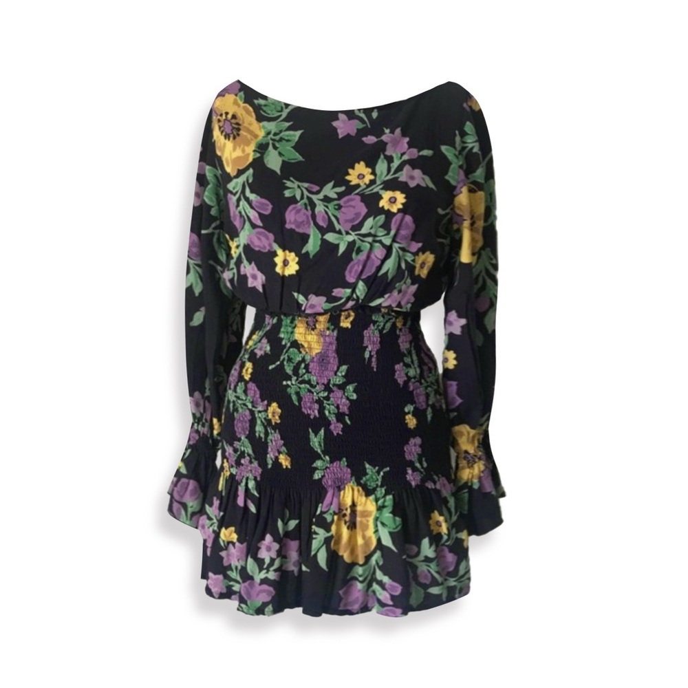 Urban Outfitters Boat Neck 3/4 Sleeves mini Dress Small Purple Gold